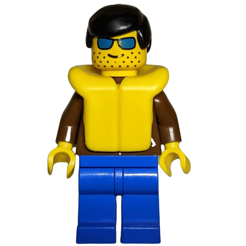 Man, Brown Jacket, Blue Legs, Black Hair, Yel… — minifigurine LEGO | Brick Broker