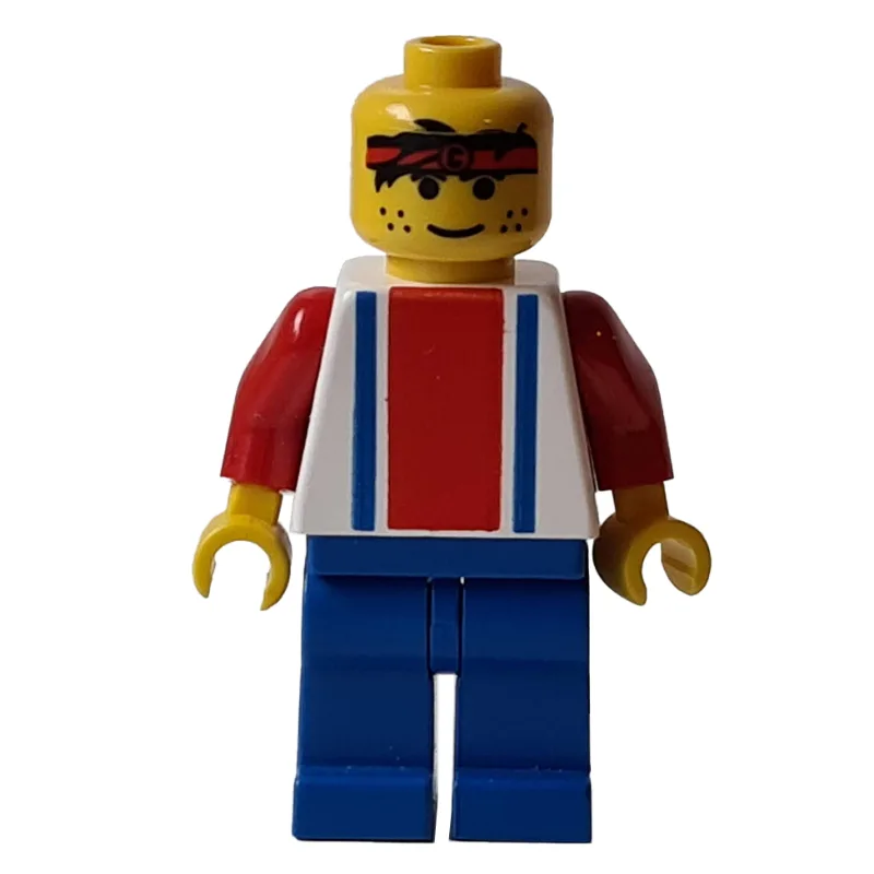 Soccer Player White Torso, Blue/Res Stripes,… — minifigurine LEGO | Brick Broker