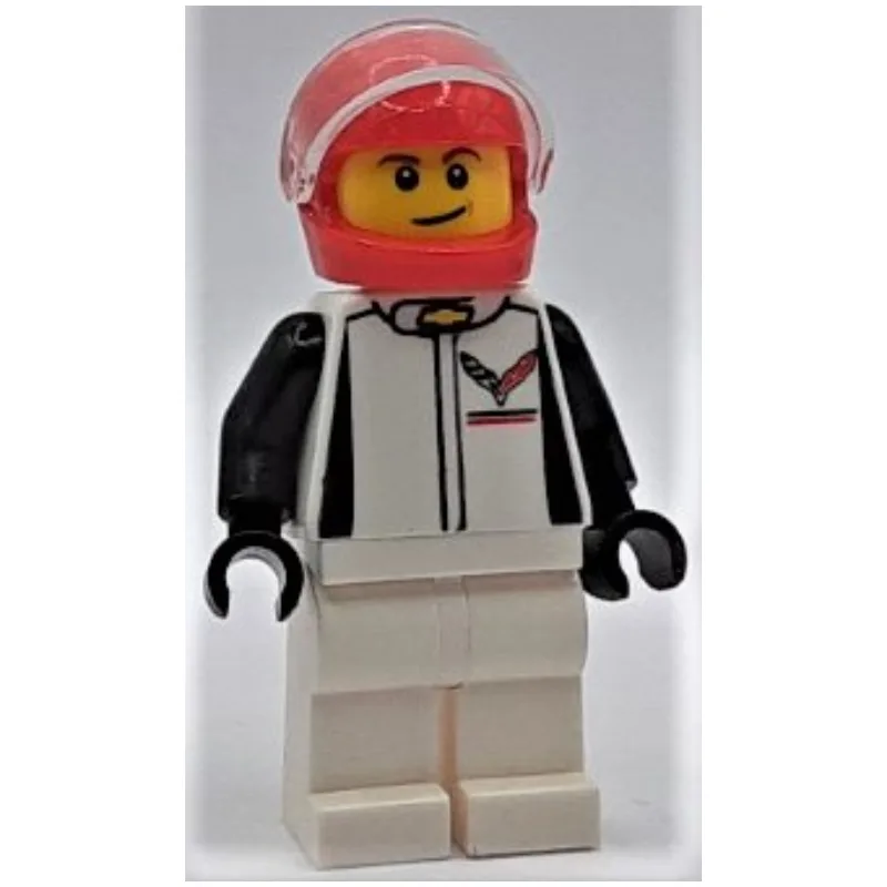 Race Driver, White Torso, White Legs, Red Hel… — minifigurine LEGO | Brick Broker