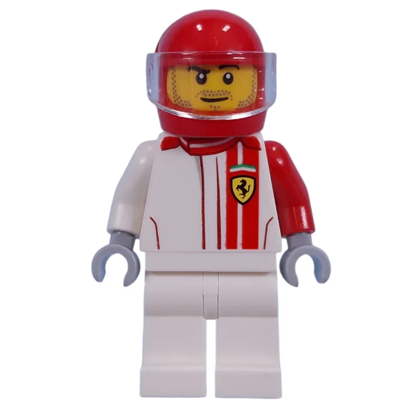 Race Driver, White Torso, White Legs, Red Hel… — minifigurine LEGO | Brick Broker