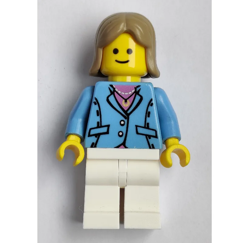 Medium Blue Torso, White Legs, Dark Tan — minifigurine LEGO | Brick Broker