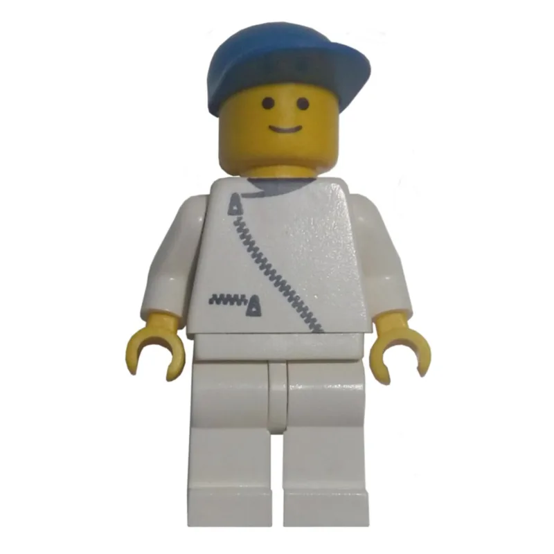 Man, White Jacket with Zipper, White Legs, Bl… — minifigurine LEGO | Brick Broker