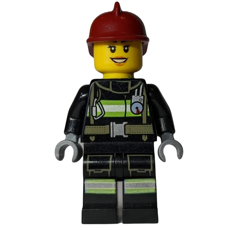 Firewoman, Black Fire Suit with Gauge and Str… — minifigurine LEGO | Brick Broker