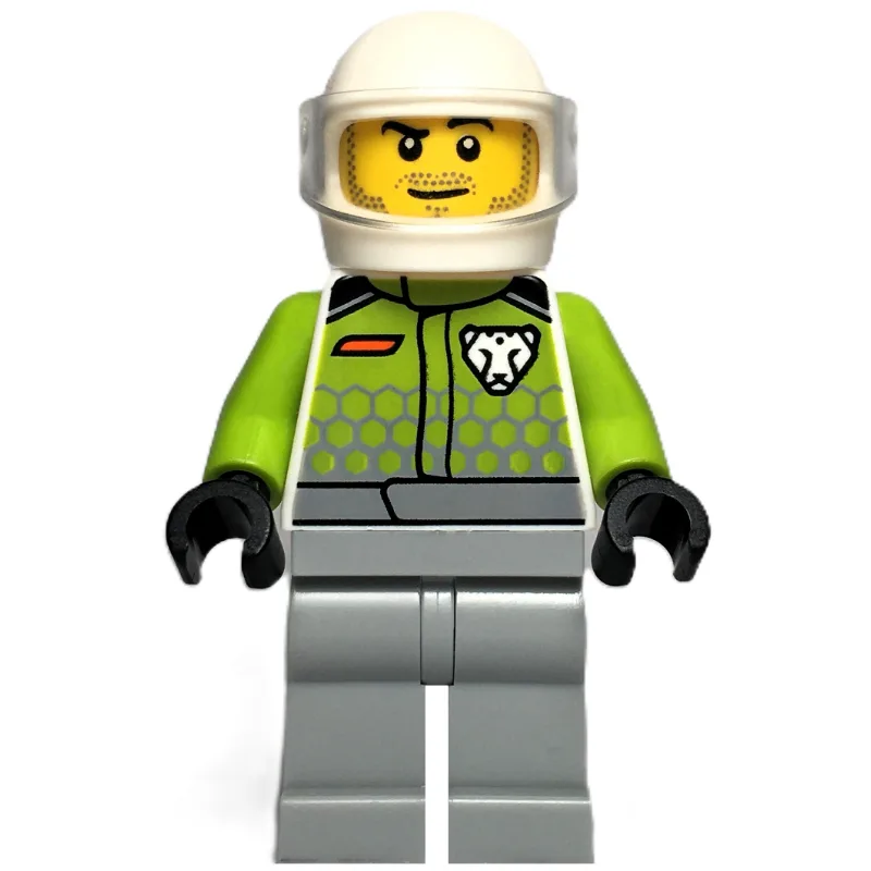 Race Driver, Lime Jacket, Light Bluish Gray L… — minifigurine LEGO | Brick Broker