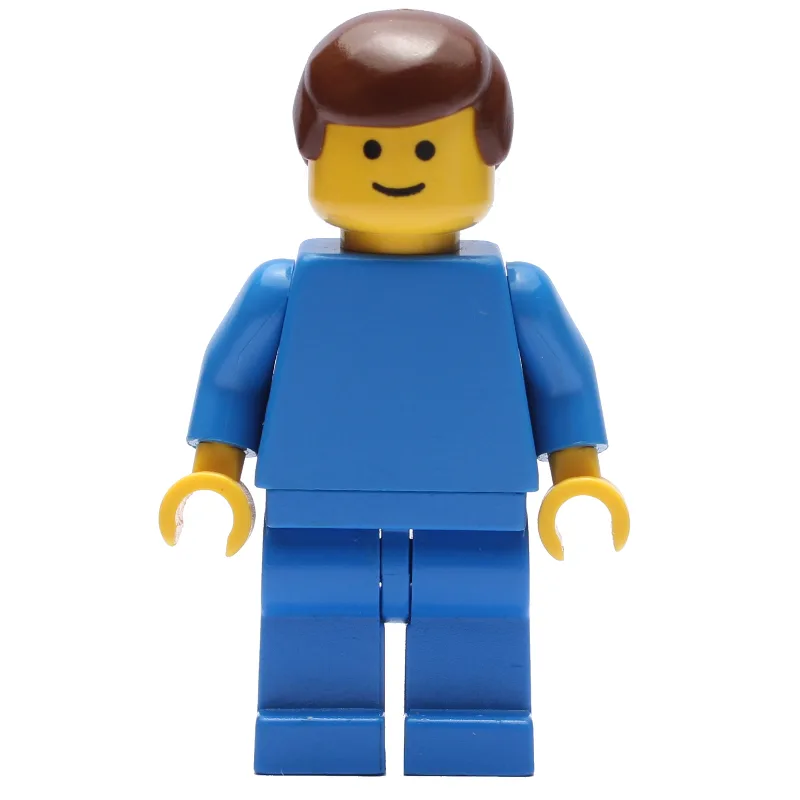 Man - Blue Torso, Blue Legs, Brown Hair — minifigurine LEGO | Brick Broker
