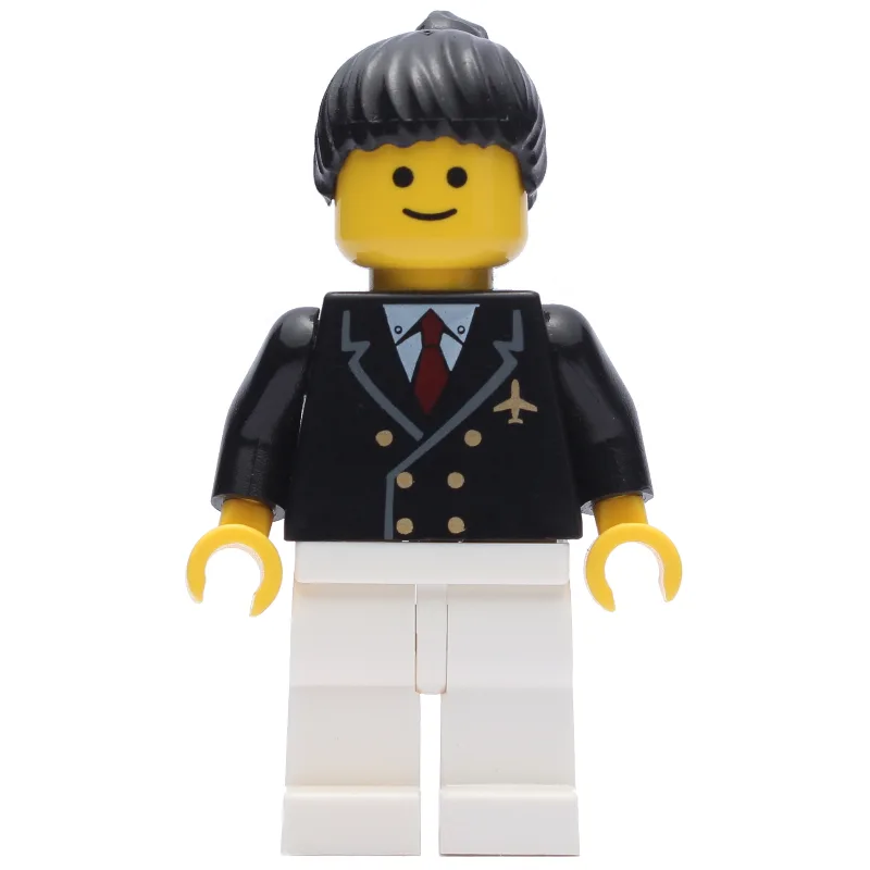 Pilot - Black Torso, White Legs, Black Hair — minifigurine LEGO | Brick Broker
