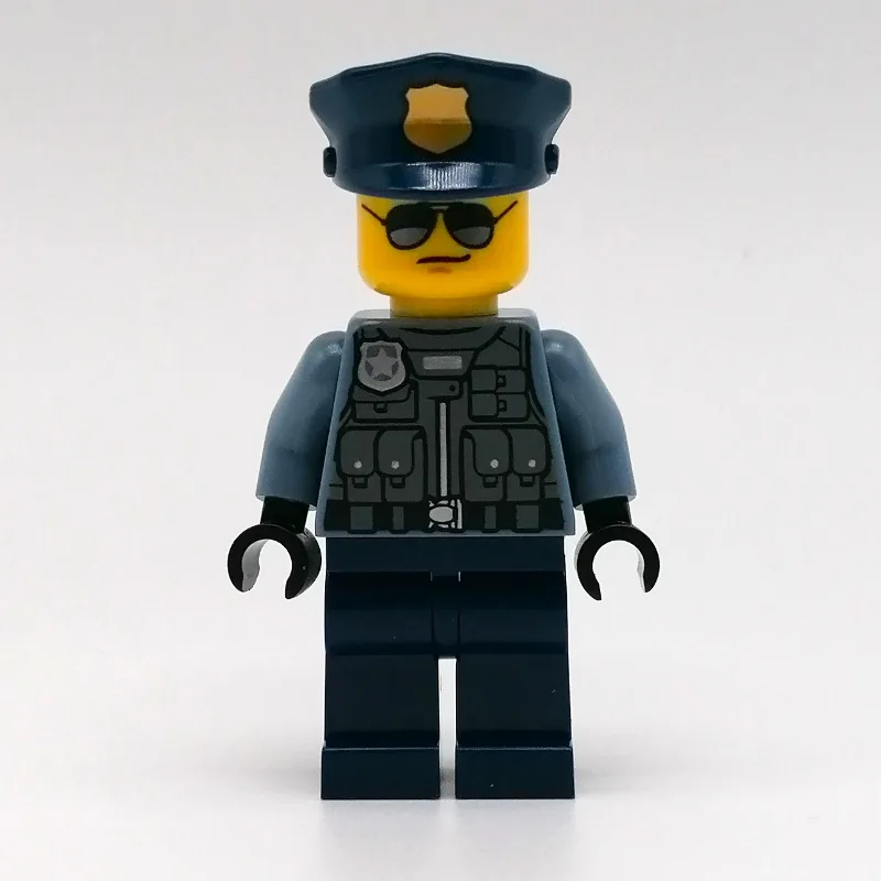 Police Officer, Sand Blue Torso, Dark Blue Le… — minifigurine LEGO | Brick Broker