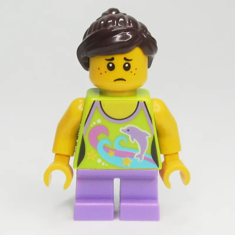 Kid - Lime Torso, Medium Lavender Legs, Dark… — minifigurine LEGO | Brick Broker