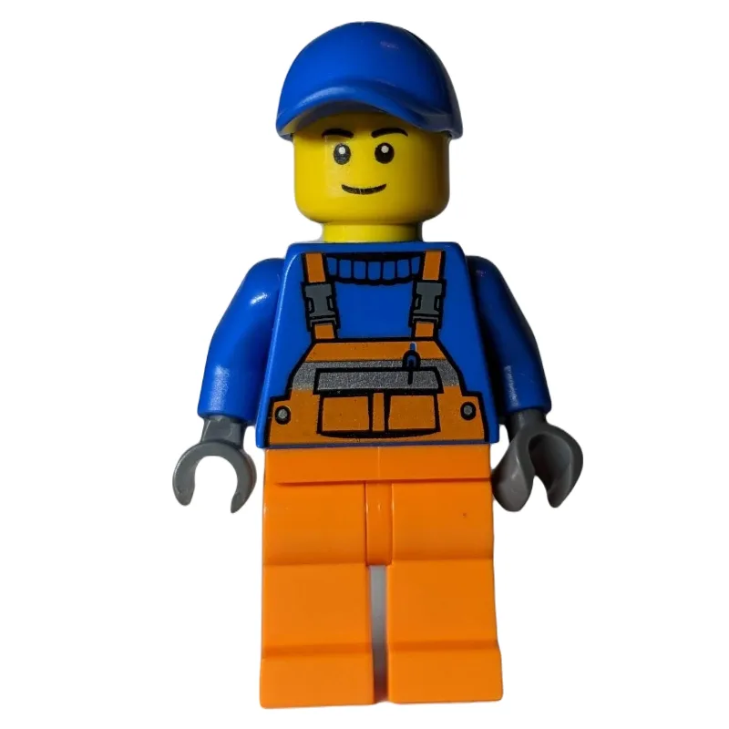 Construction Worker, Orange Overalls over Blu… — minifigurine LEGO | Brick Broker