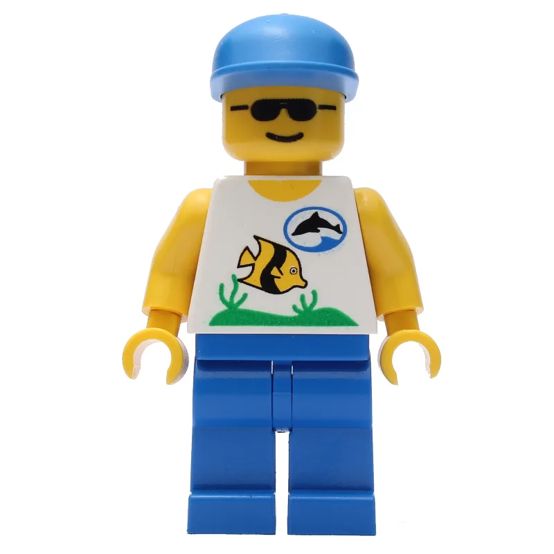 Marine Explorer, White Shirt with Fish, Blue… — minifigurine LEGO | Brick Broker
