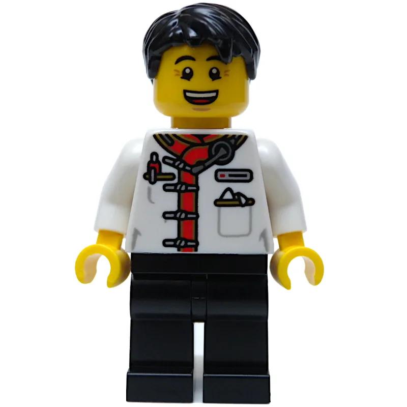 Waiter, White Torso, Black Legs, Black Hair — minifigurine LEGO | Brick Broker
