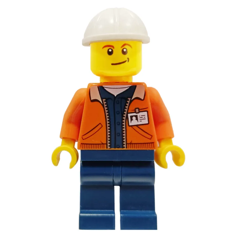 Miner, Open Orange Jacket with ID Badge, Whit… — minifigurine LEGO | Brick Broker