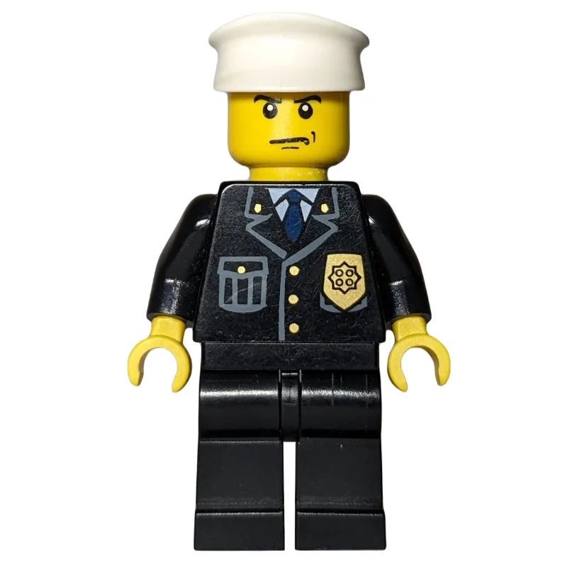 Policeman, Black Suit with Badge, White Hat,… — minifigurine LEGO | Brick Broker