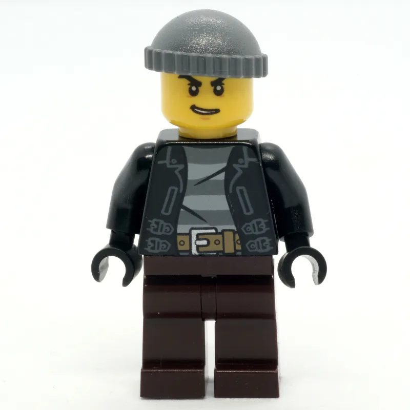 Criminal, Open Black Jacket over Prison Shirt… — minifigurine LEGO | Brick Broker