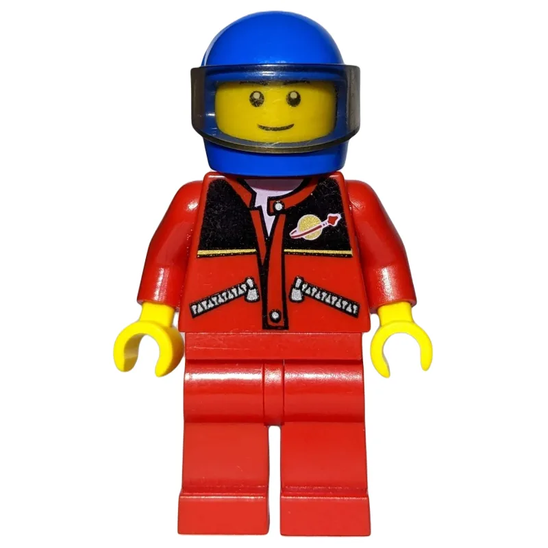 Racer, Red Jacket with Classic Space Logo, Bl… — minifigurine LEGO | Brick Broker