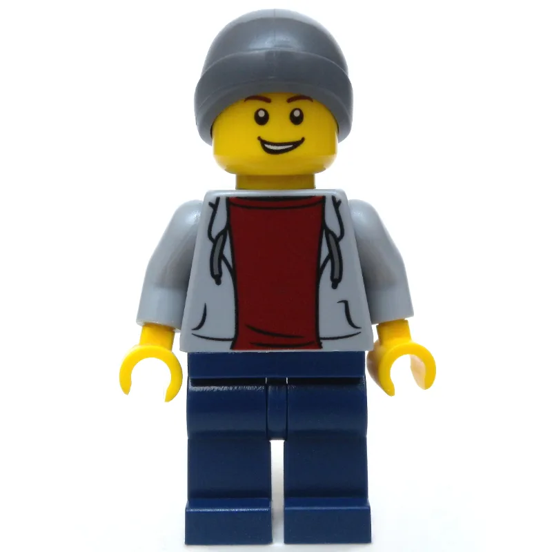 Man, Light Bluish Gray Hoodie over Dark Red S… — minifigurine LEGO | Brick Broker