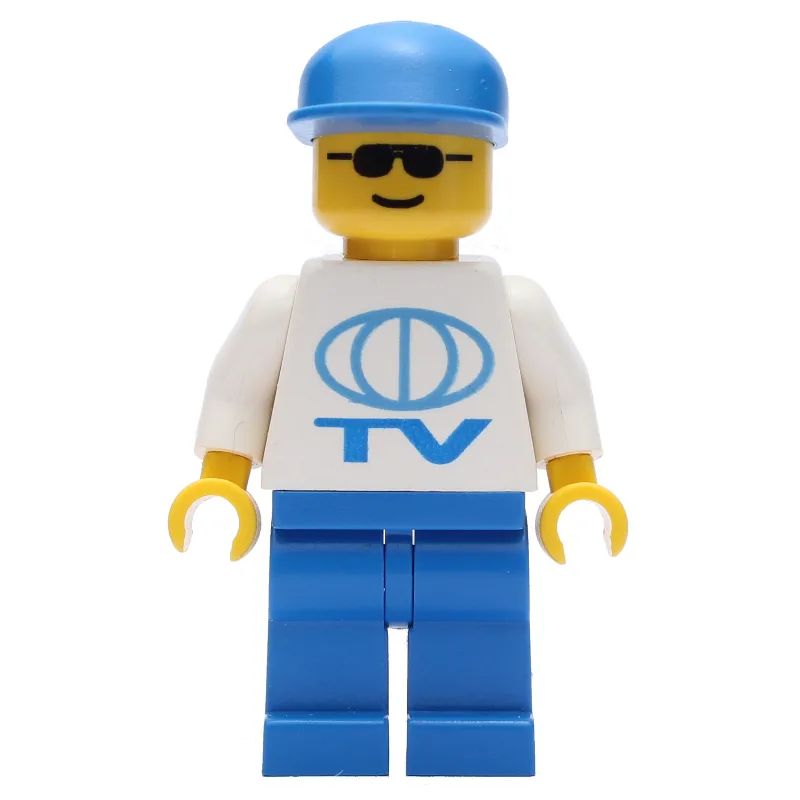 TV Worker - White Torso, Blue Legs, Blue Cap — minifigurine LEGO | Brick Broker
