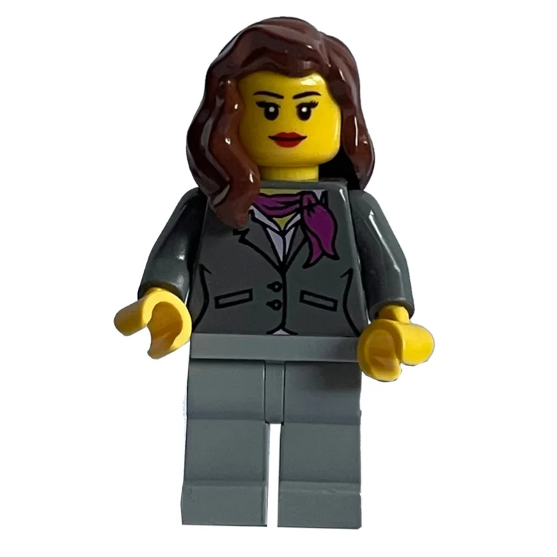 Woman, Dark Bluish Gray Jacket with Magenta S… — minifigurine LEGO | Brick Broker