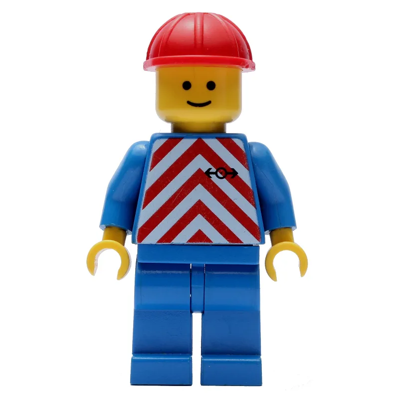 Train Worker - Red/White Shirt, Blue Legs, Re… — minifigurine LEGO | Brick Broker