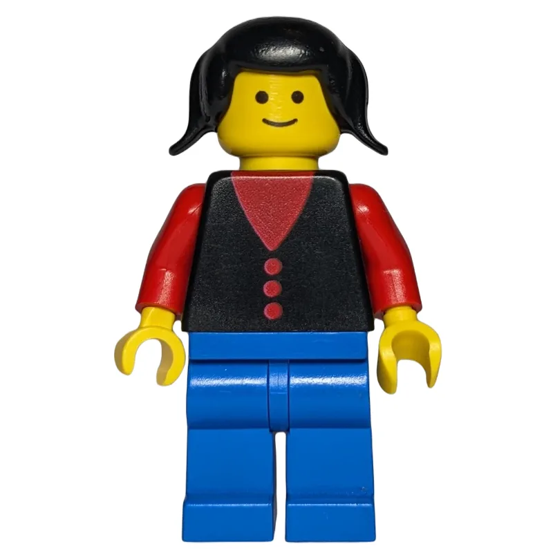 Woman, Black Vest over Red Top, Blue Legs, Bl… — minifigurine LEGO | Brick Broker