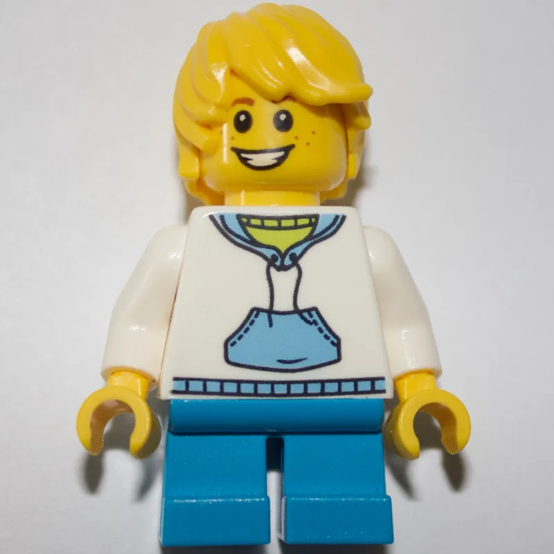 Kid, White Torso, Dark Azure Legs, Yellow Hair — minifigurine LEGO | Brick Broker