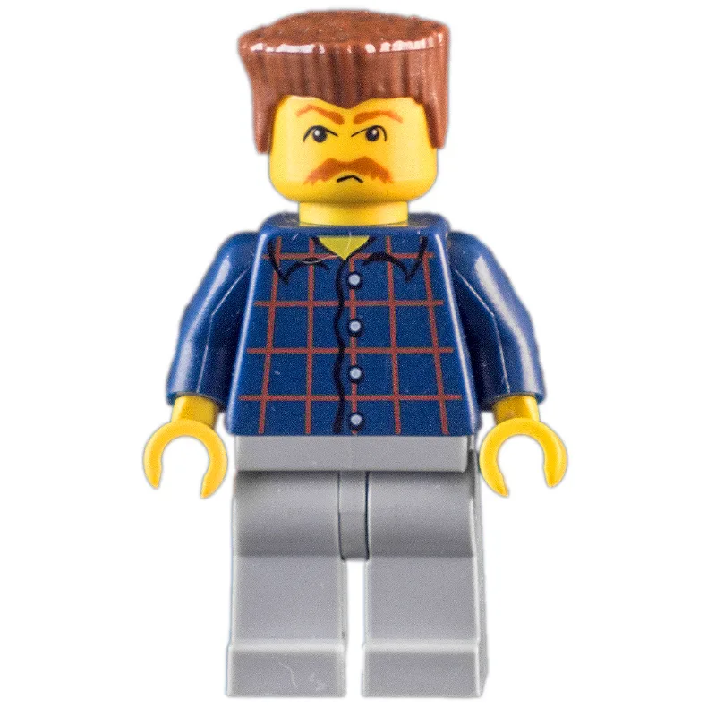 Man, Dark Blue Plaid Shirt, Light Bluish Gray… — minifigurine LEGO | Brick Broker