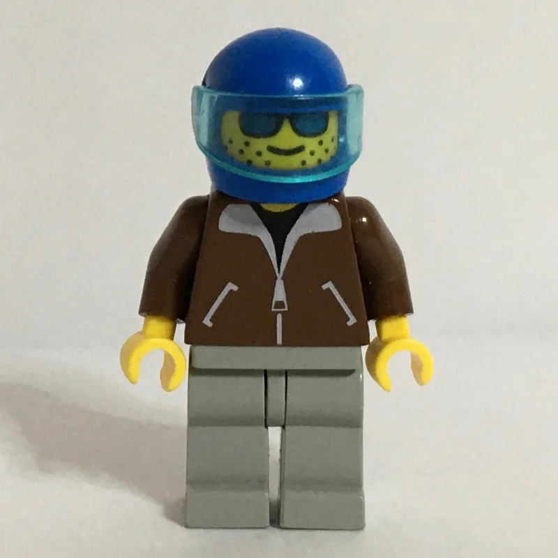 Man, Brown Jacket, Light Gray Legs, Blue Helm… — minifigurine LEGO | Brick Broker