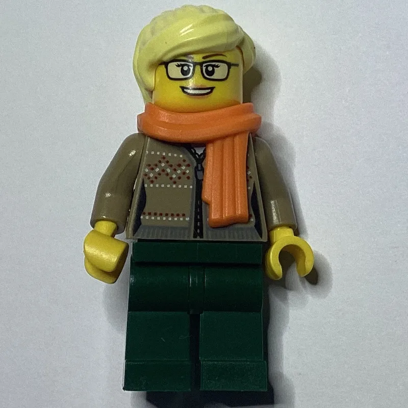 Woman, Dark Tan Cardigan with Zipper, Dark Gr… — minifigurine LEGO | Brick Broker