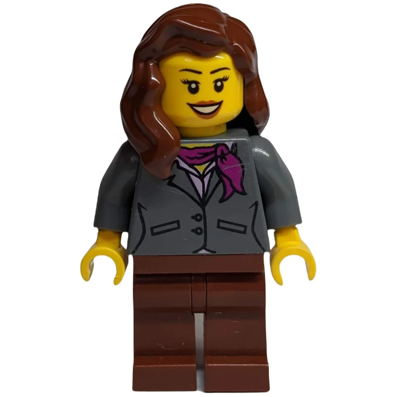 Woman, Dark Bluish Gray Jacket with Magenta S… — minifigurine LEGO | Brick Broker
