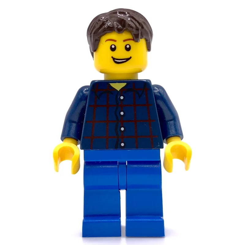 Man, Dark Blue Plaid Shirt, Blue Legs, Dark B… — minifigurine LEGO | Brick Broker