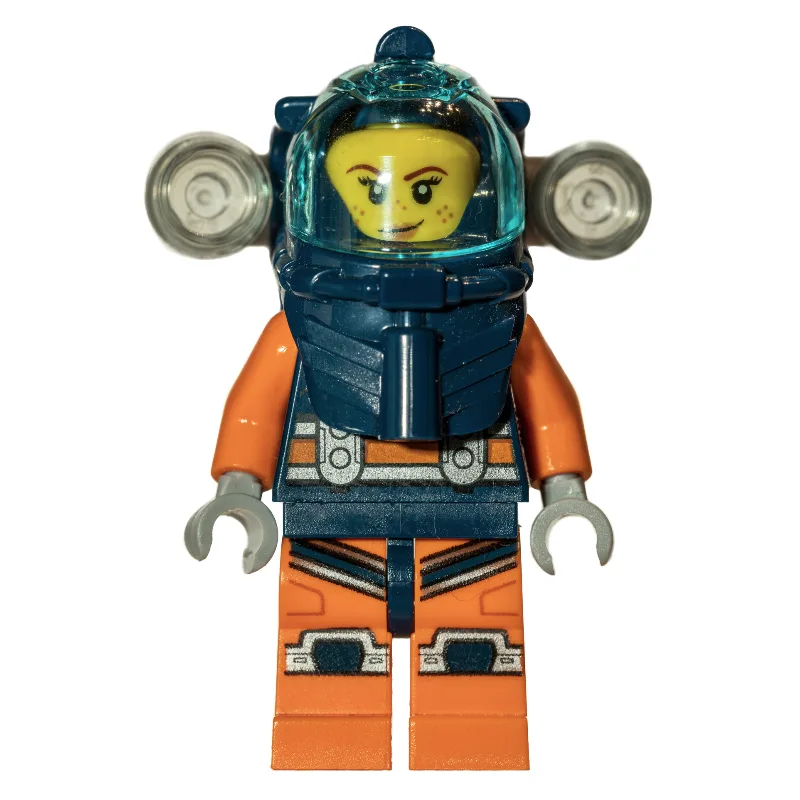 Diver, Woman, Dark Blue and Orange Wetsuit, D… — minifigurine LEGO | Brick Broker