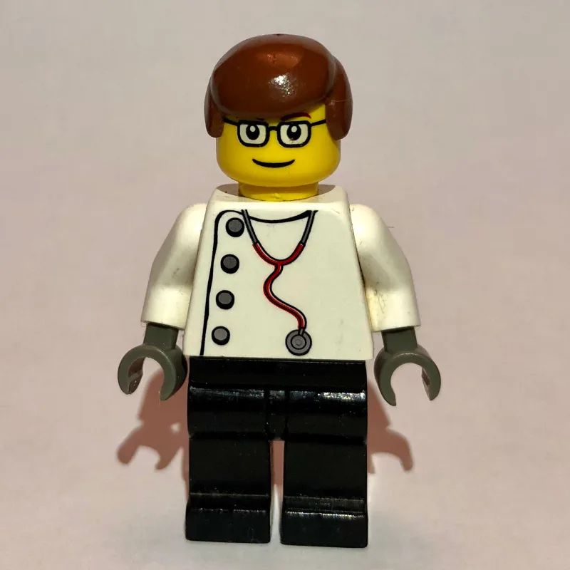 Doctor, White Shirt with Stethoscope and Side… — minifigurine LEGO | Brick Broker