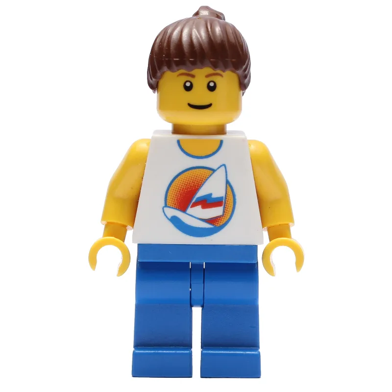 Lifeguard, White Tank Top with Windsurfer, Bl… — minifigurine LEGO | Brick Broker