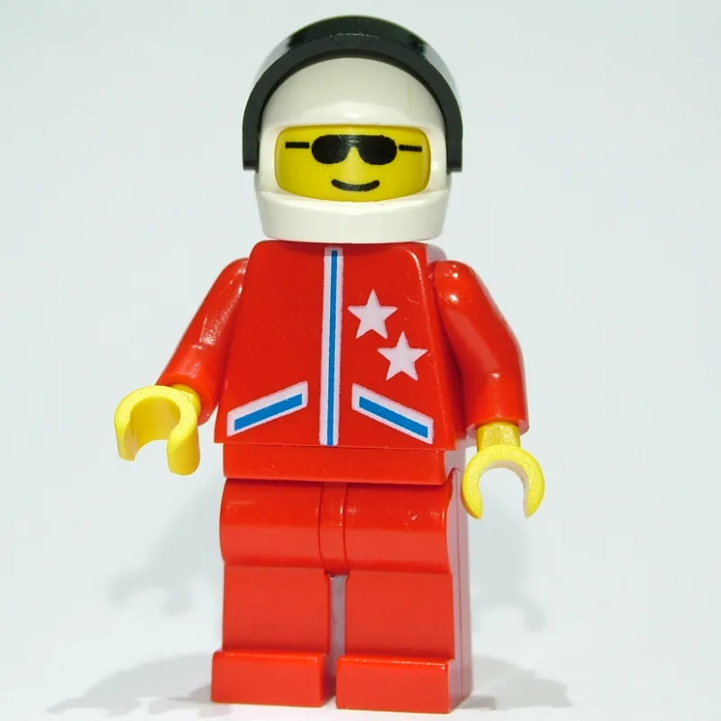 Racer, Red Jacket with 2 Stars, White Helmet… — minifigurine LEGO | Brick Broker