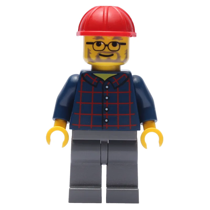 Man, Dark Blue Plaid Shirt, Dark Bluish Gray… — minifigurine LEGO | Brick Broker
