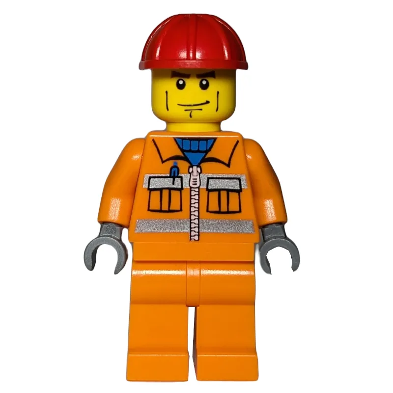 Construction Worker, Orange Jacket with Zippe… — minifigurine LEGO | Brick Broker