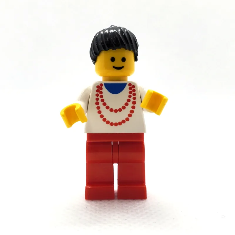 Woman - White Torso, Yellow Necklace, Red Leg… — minifigurine LEGO | Brick Broker