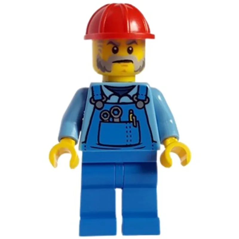 Construction Worker - Bright Light Blue Shirt… — minifigurine LEGO | Brick Broker