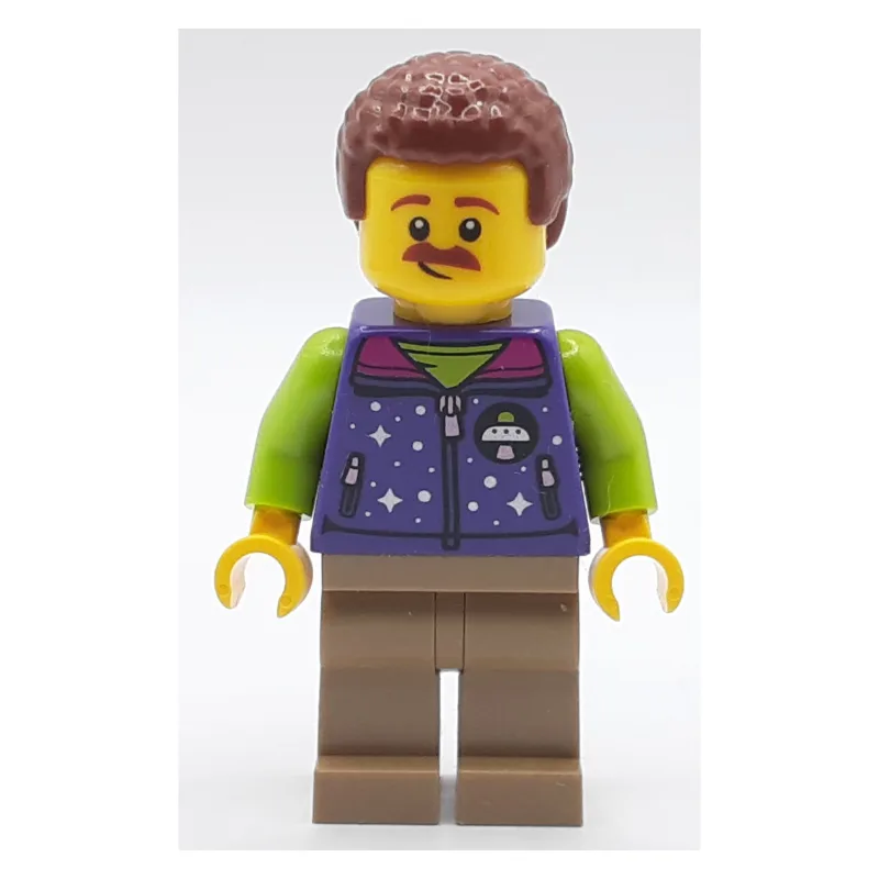 Man, Dark Purple Jacket, Lime Alien Hat — minifigurine LEGO | Brick Broker