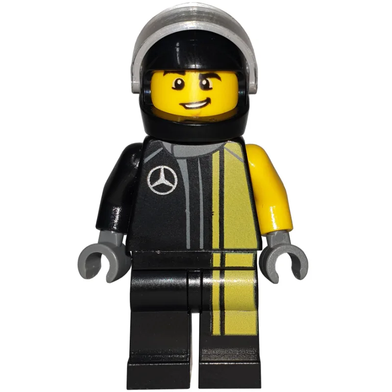Race Driver, Black Torso, Black Legs, Black H… — minifigurine LEGO | Brick Broker