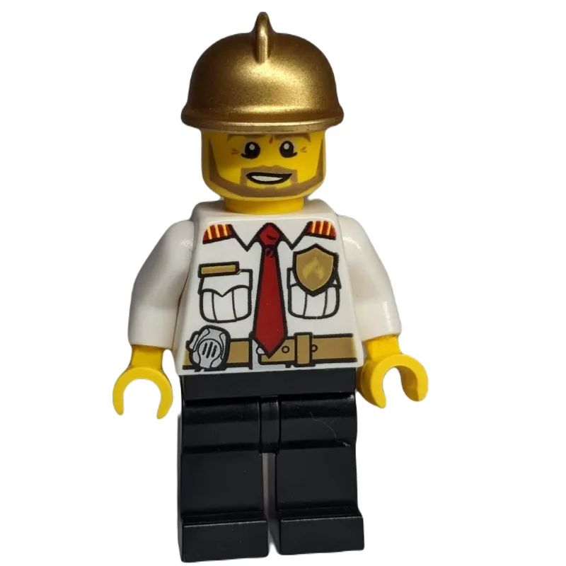 Fireman, White Shirt with Red Tie, Badge, and… — minifigurine LEGO | Brick Broker
