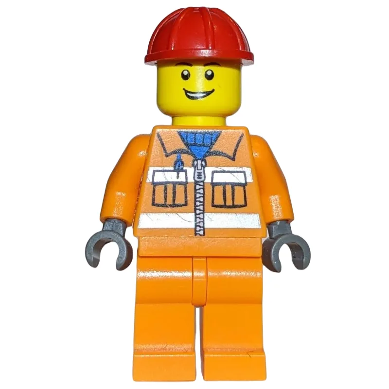 Worker - Orange Torso, Orange Legs, Red Helmet — minifigurine LEGO | Brick Broker