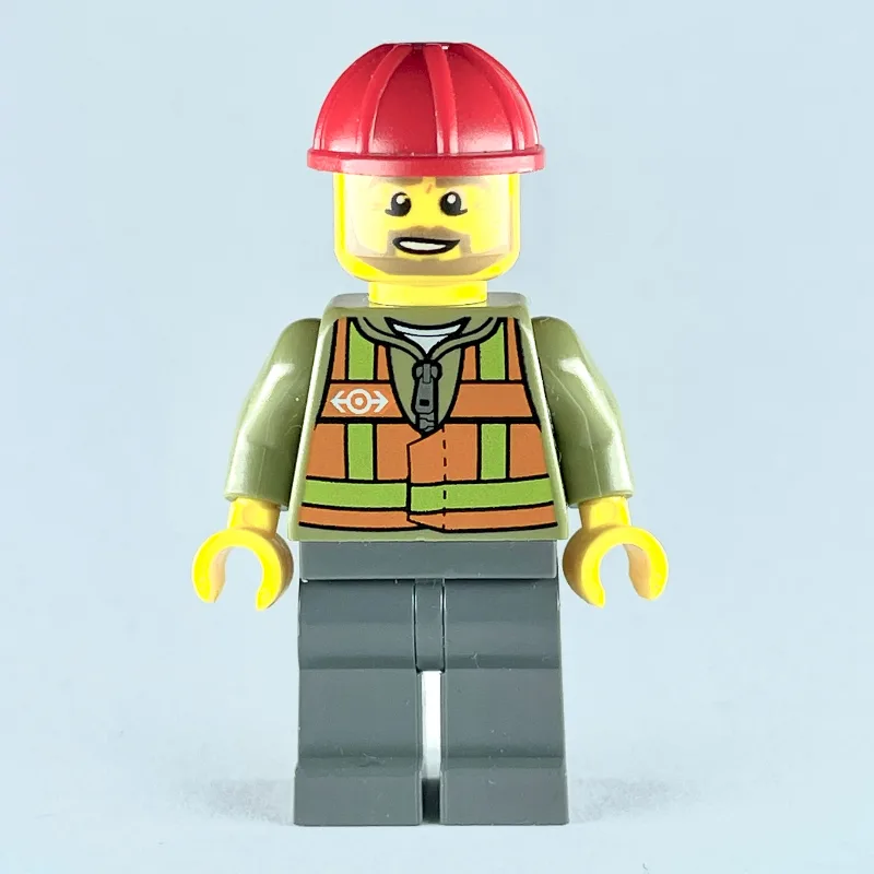 Train Worker, Orange Safety Vest with Train L… — minifigurine LEGO | Brick Broker