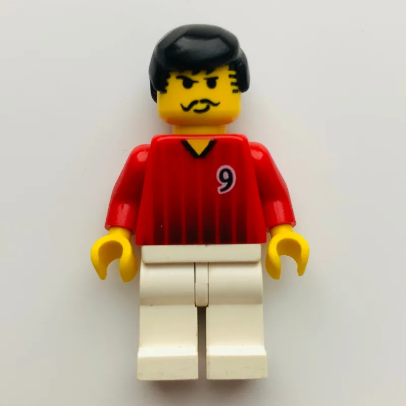Soccer Player Red Torso, White Legs, #9 — minifigurine LEGO | Brick Broker