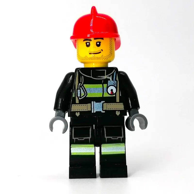 Firefighter, Black Torso, Black Legs, Red Hel… — minifigurine LEGO | Brick Broker