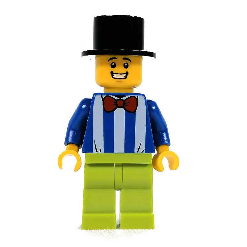 Blue Torso with White Stripes, Lime Legs, Bla… — minifigurine LEGO | Brick Broker