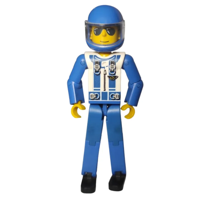 Technic Figure Blue Legs, White Top with Zip… — minifigurine LEGO | Brick Broker