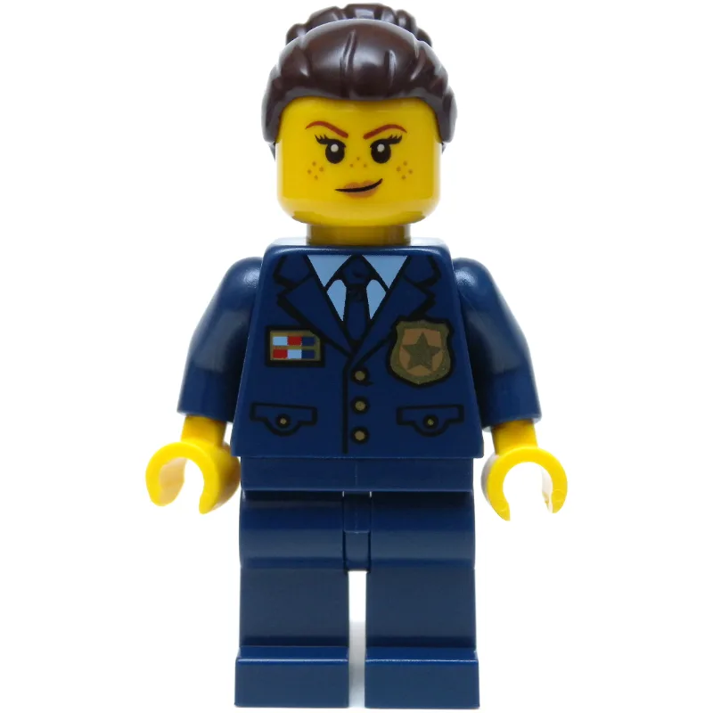 Policewoman, Dark Blue Suit and Tie, Dark Bro… — minifigurine LEGO | Brick Broker