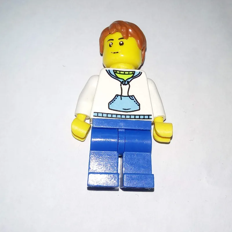 White Torso, Blue Legs, Dark Orange Hair — minifigurine LEGO | Brick Broker
