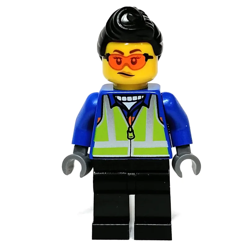 Blue Torso, Black Legs, Black Hair, Orange Su… — minifigurine LEGO | Brick Broker